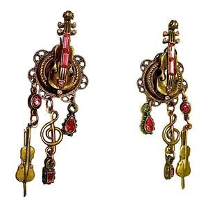 Banana Bob violin musical theme musical instruments pink ox gold earrings